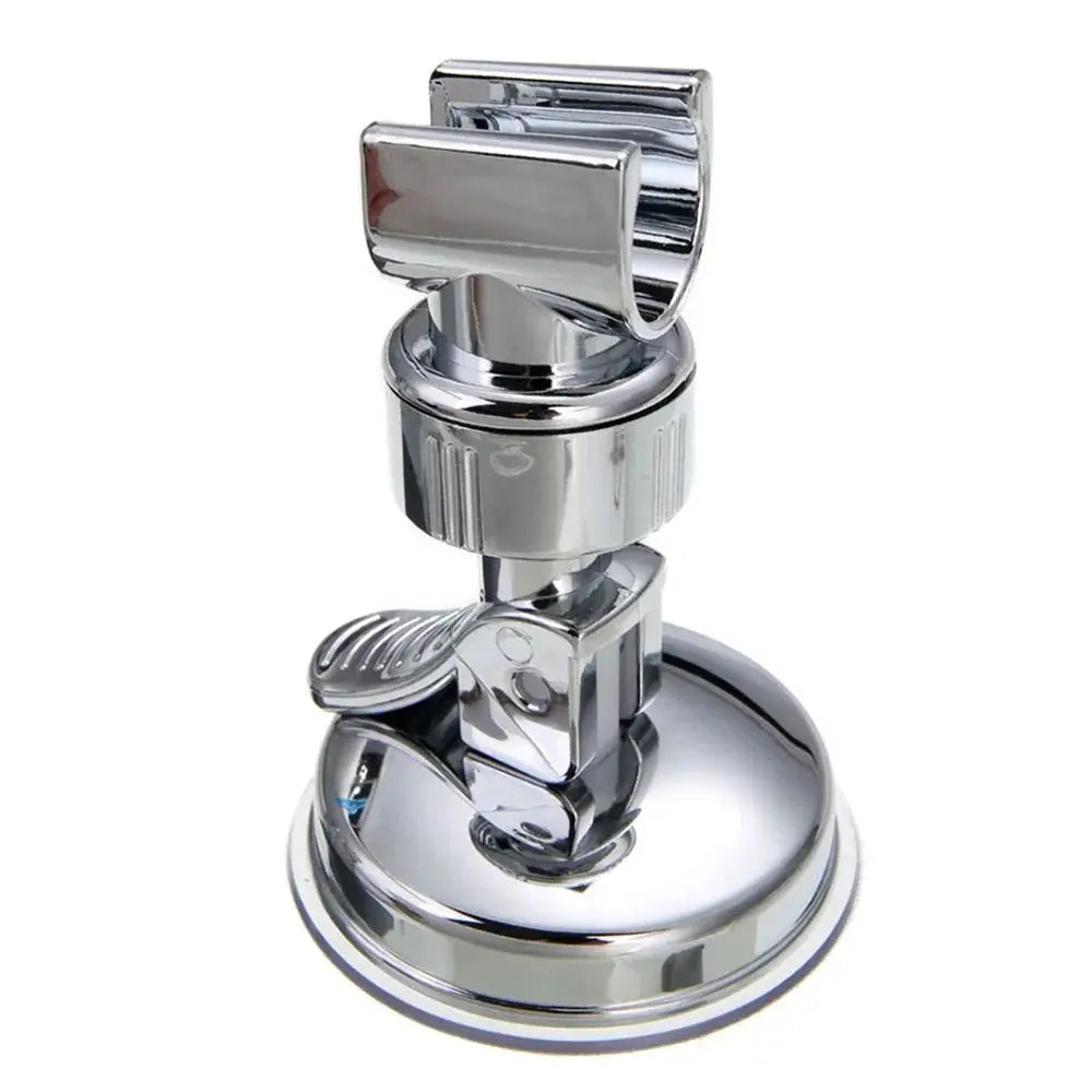 Shower head holder chrome suction cup wall mount, universal 360-degree adjustable bracket