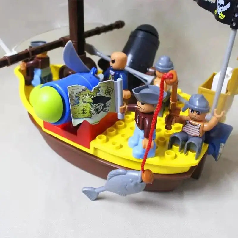 Big Size Building Block Adventure Ship Series Compatible Duplo Brave Pirates Treasure Island Playset For Kids
