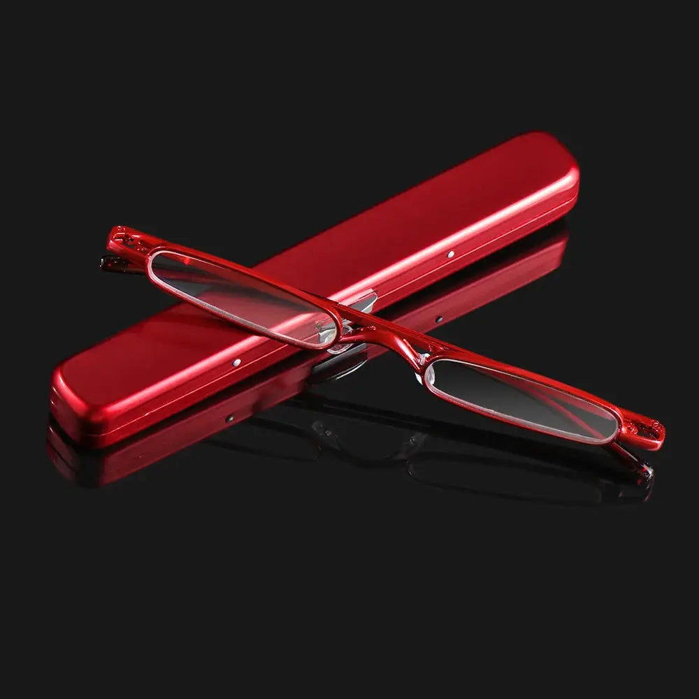Elegant Reading Glasses Metal Frame Ultra Thin Design Lightweight Portable Mini Eyewear For Men And Women With Case