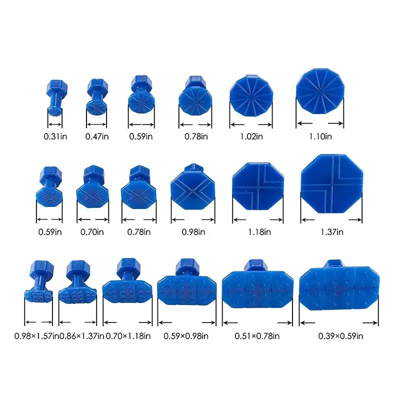 Car dent repair puller kit with 18 blue plastic glue tabs