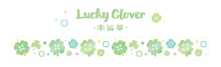 Decorative adhesive tape: Simples Market Lucky Clover green clover pattern for journaling and scrapbooking