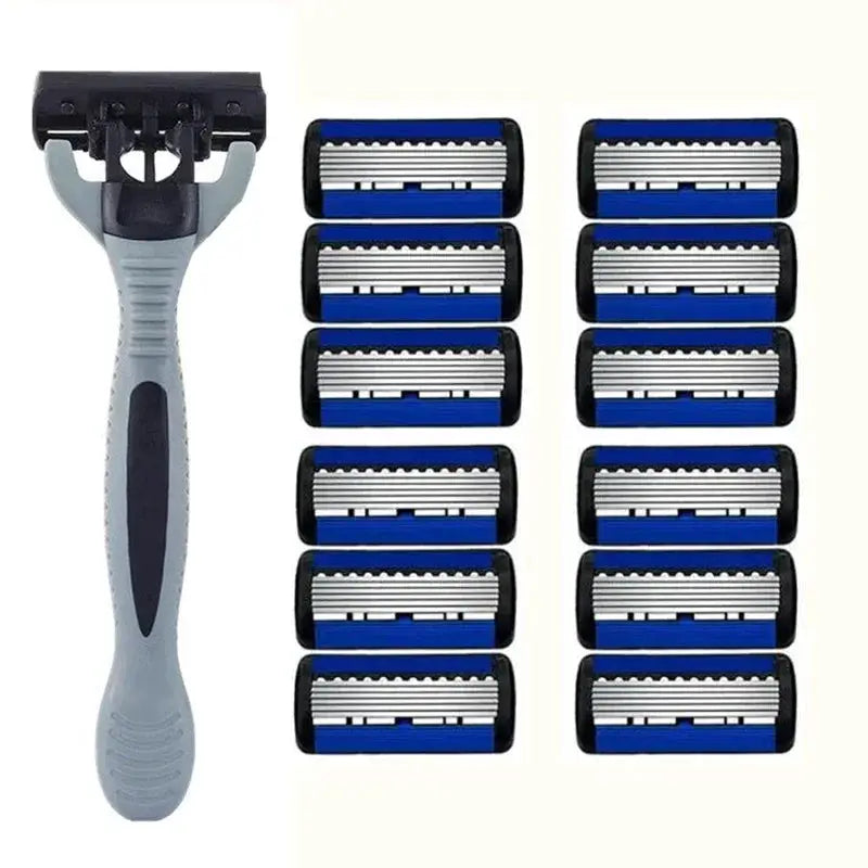 PrimeBlade Mens Safety Razor Stainless Steel Manual Razor With 6 Layer Replaceable Blades For Close Shave