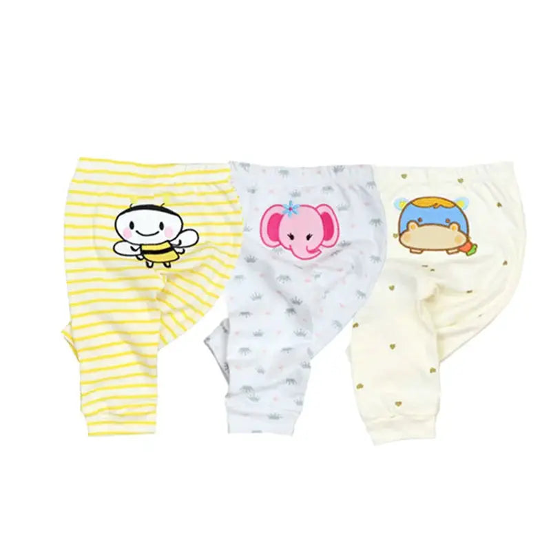 Kiddiezoom 3 Piece Baby Pants Set Cartoon Pattern 100 Percent Cotton Soft Comfortable Trousers For Boys And Girls
