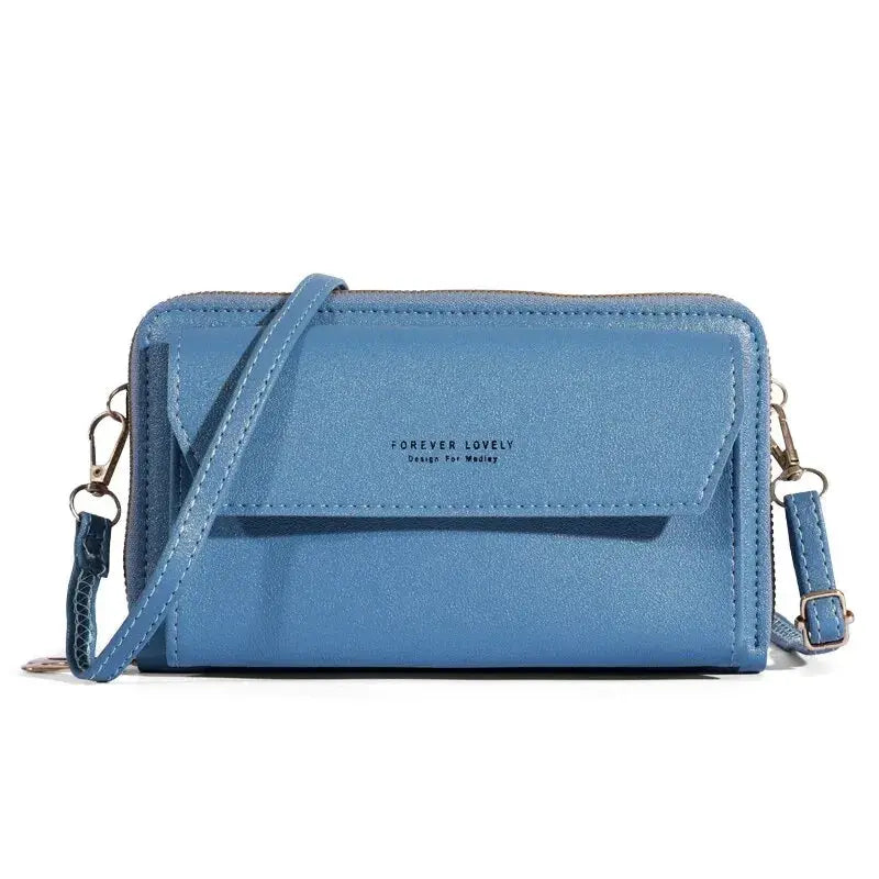 NovaLux Womens PU Material Crossbody Bag With Double Layer Design On One Shoulder For Mobile Phone And Essentials