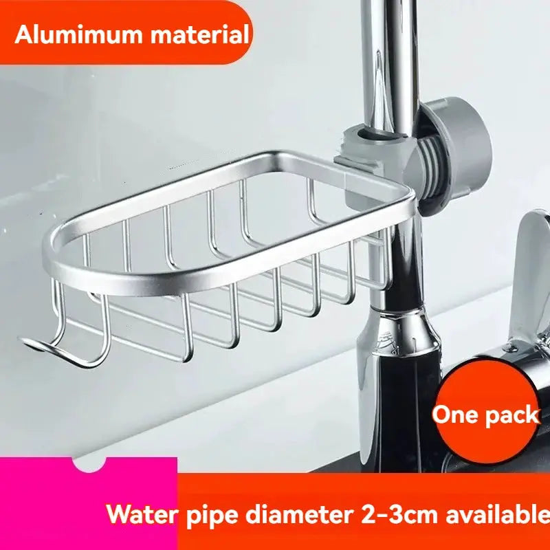 Shower rack aluminum, punch-free mount on shower rod, chrome finish, one pack