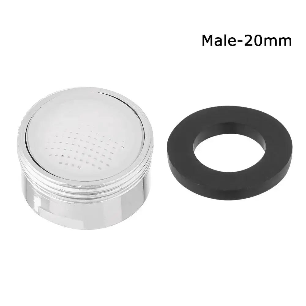 Faucet aerator set with chrome end diffuser and black gasket, 20mm