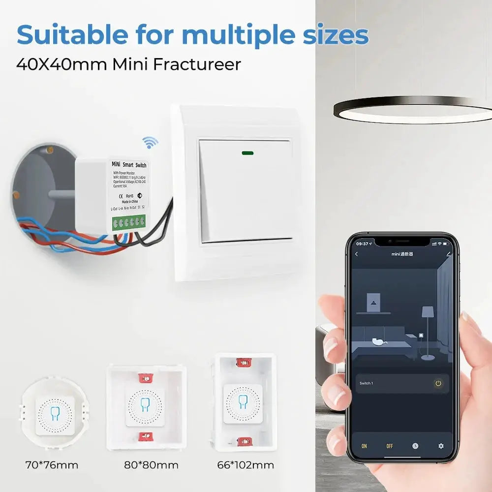 Simples Market Zigbee 16A 1CH/2CH mini smart switch module with wall plates and phone app control