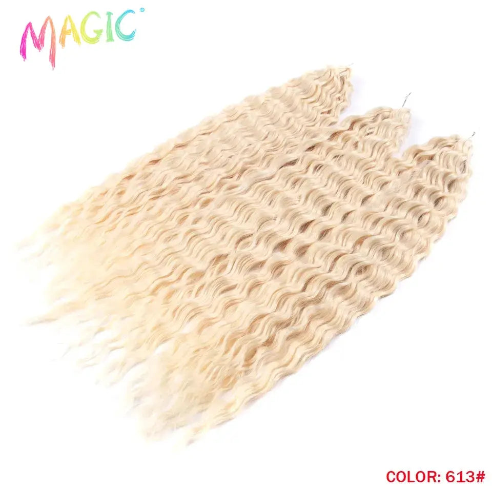 Magic Ariel Curl crochet hair extensions by Simples Market, ombre blonde 613, 22 inch deep wave