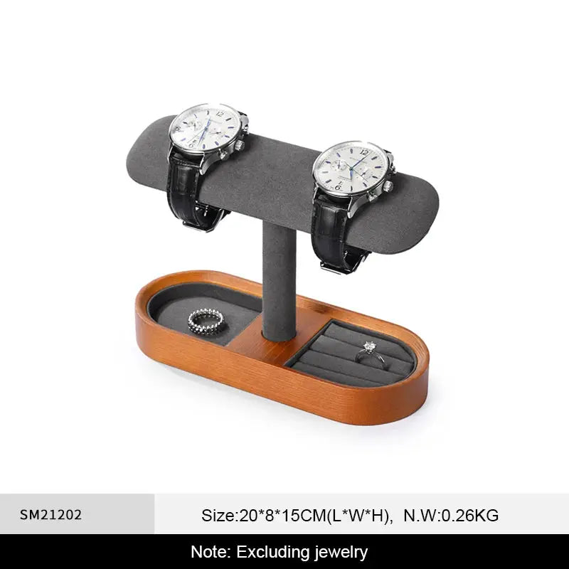 WoodTen Solid Wood Watches Display Stand Elegant Jewelry Organizer For Watches Necklaces Bracelets Bangles