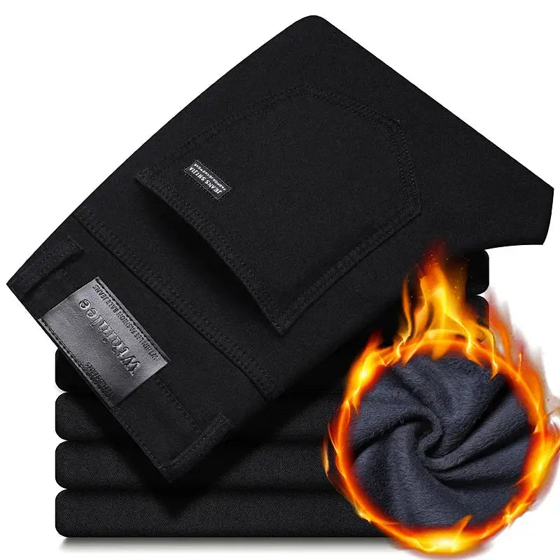 Men's black slim denim jeans by Simples Market with elastic waistband, straight-leg (4-pack)