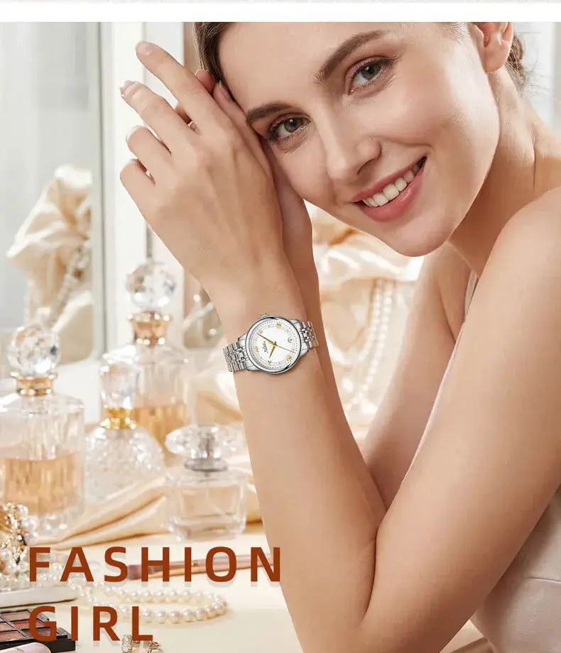 ADDIES luxury women's wristwatch GM12 from Simples Market, stainless steel, white dial, sapphire glass, 31mm