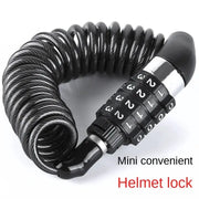 Bicycle lock steel wire chain with 4-digit combination, black.