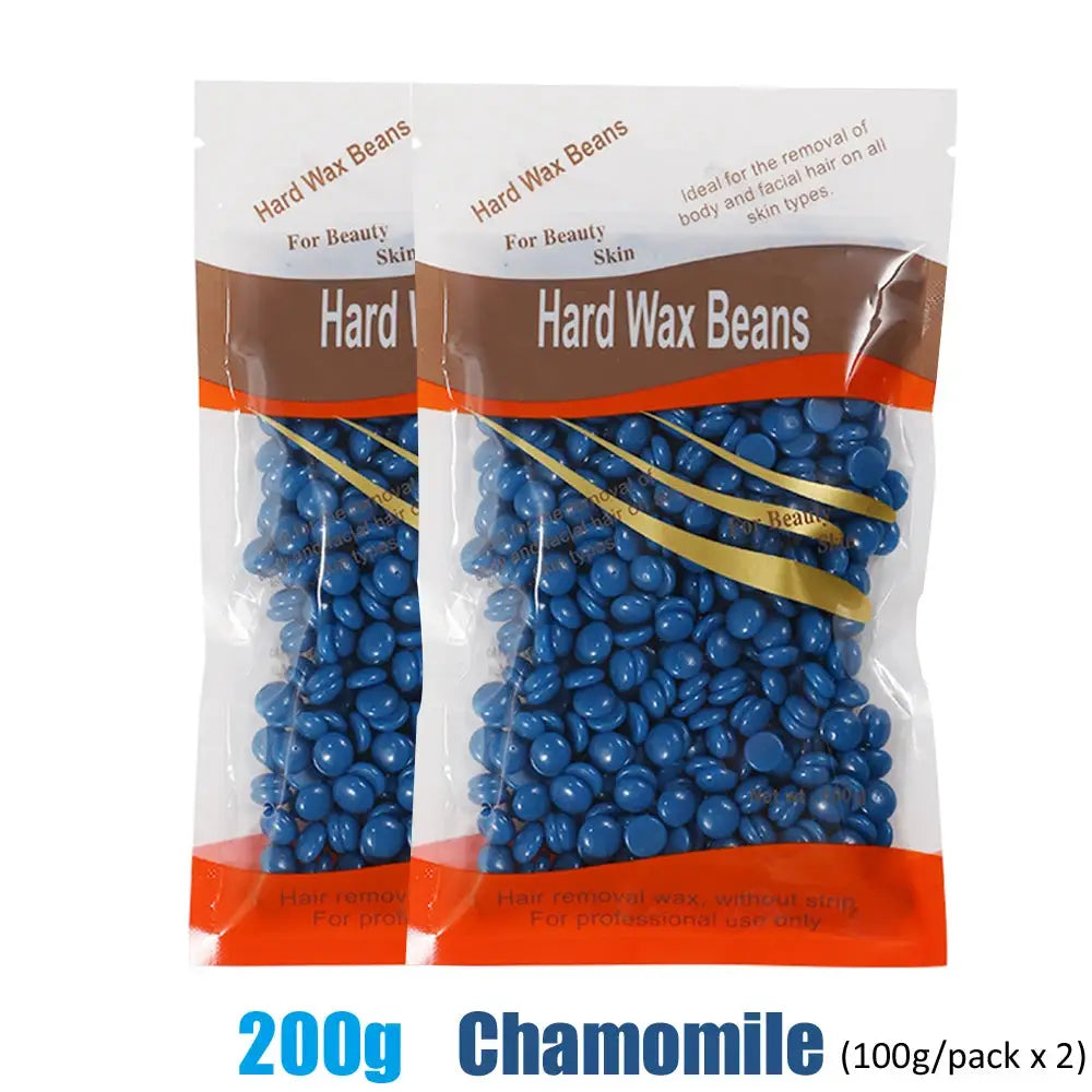 Hard wax beans by Simples Market, chamomile blue beads, 200g (100g x 2) in two packs for wax warmer