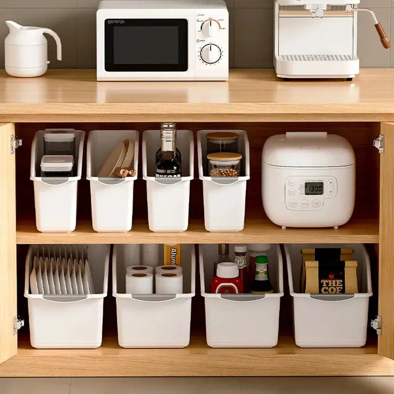 HomeHaven Curved Plastic Storage Bins Set For Cleaning Supplies And Multipurpose Organization Space Saving