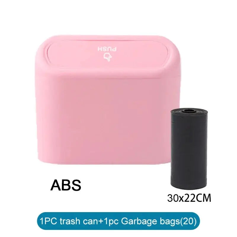 SUITU Car Trash Can With Lid Leakproof Compact ABS Car Trash Bin Includes 60 Bags And 300 Replacement Bags