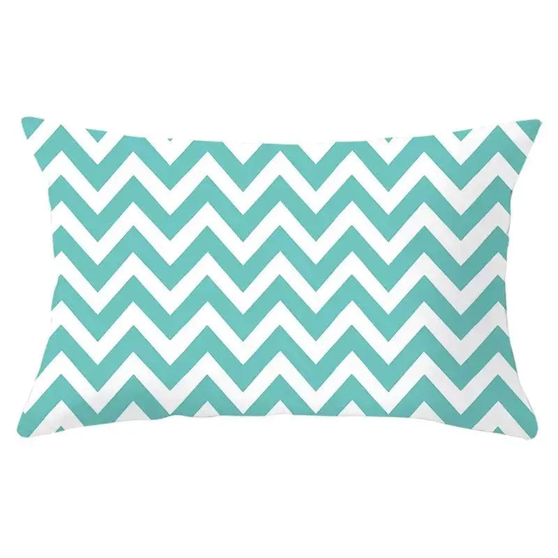 Simples Market polyester rectangular pillowcase with teal and white chevron pattern, 30x50 cm