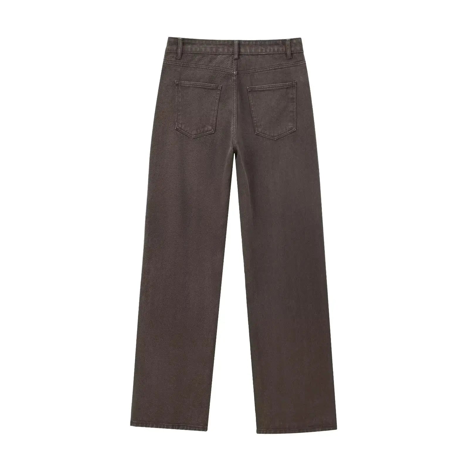 Maxdutti 2026 Ladies Mom Jeans Retro Brown Washed Denim Straight