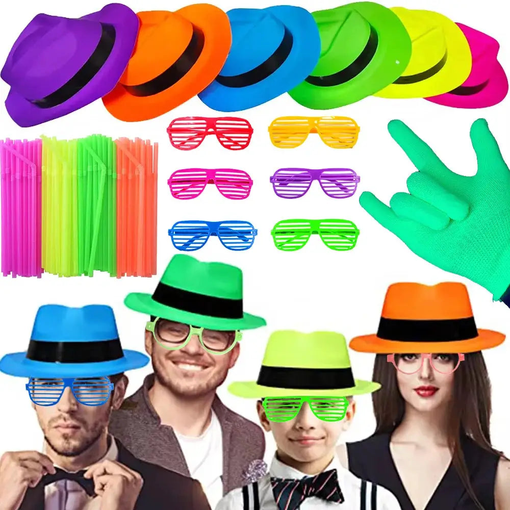 Neon UV Glow Party Hats Blacklight Fluorescent Hats For Adults And Kids Multi Pack 6 12 24 30 Pieces