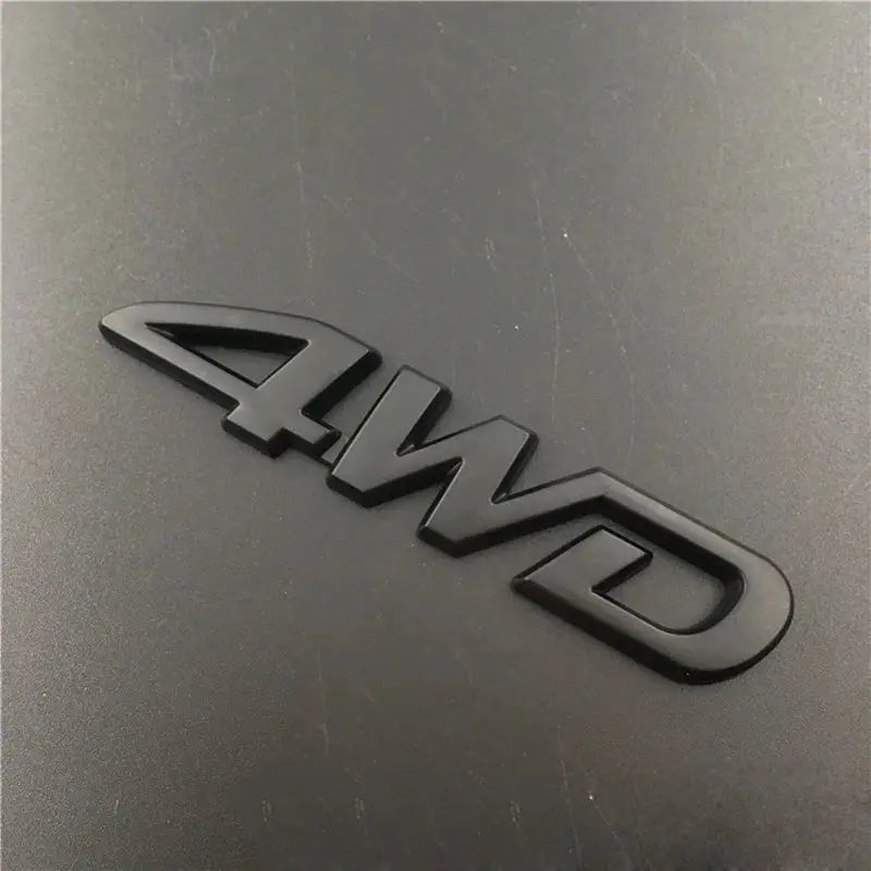 4WD car emblem badge, 3D raised black letters for fender, side or trunk decals