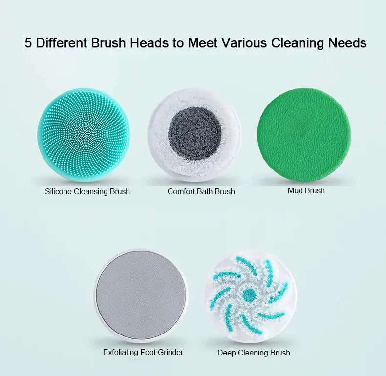 Simples Market 5-in-1 electric shower cleaning brush set with long handle and 5 brush heads