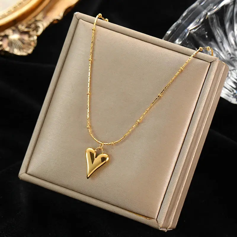 EILIECK 316L Stainless Steel Heart Pendant Necklace For Women Waterproof Choker Jewelry Gifts Girls