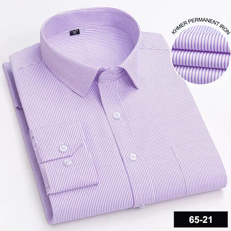 Simples Market men's long-sleeve shirt in lavender striped pattern with single chest pocket