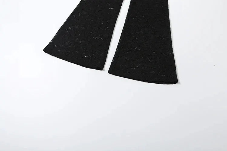 Simples Market Nibber patchwork jacquard jumpsuit fabric panels in black, two shown