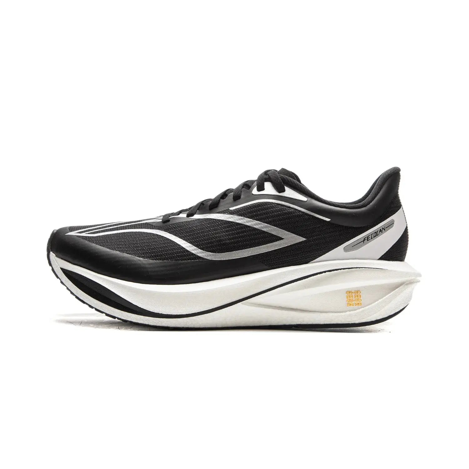 Li-Ning FEIDIAN 5 Challenger running shoe, black mesh upper with silver detailing and white midsole.