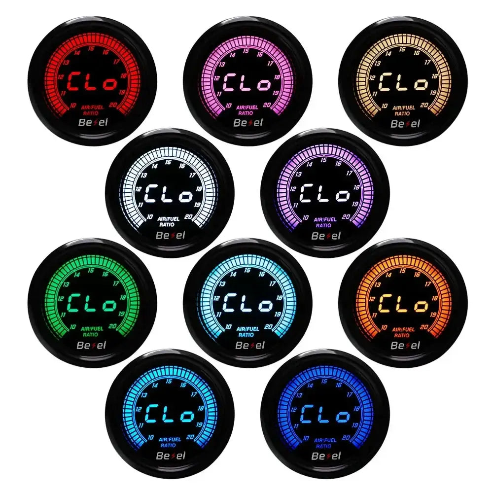 52mm Bezel car gauge set with multicolor LED rings (10-color) for oil temp, water temp, volt, tach