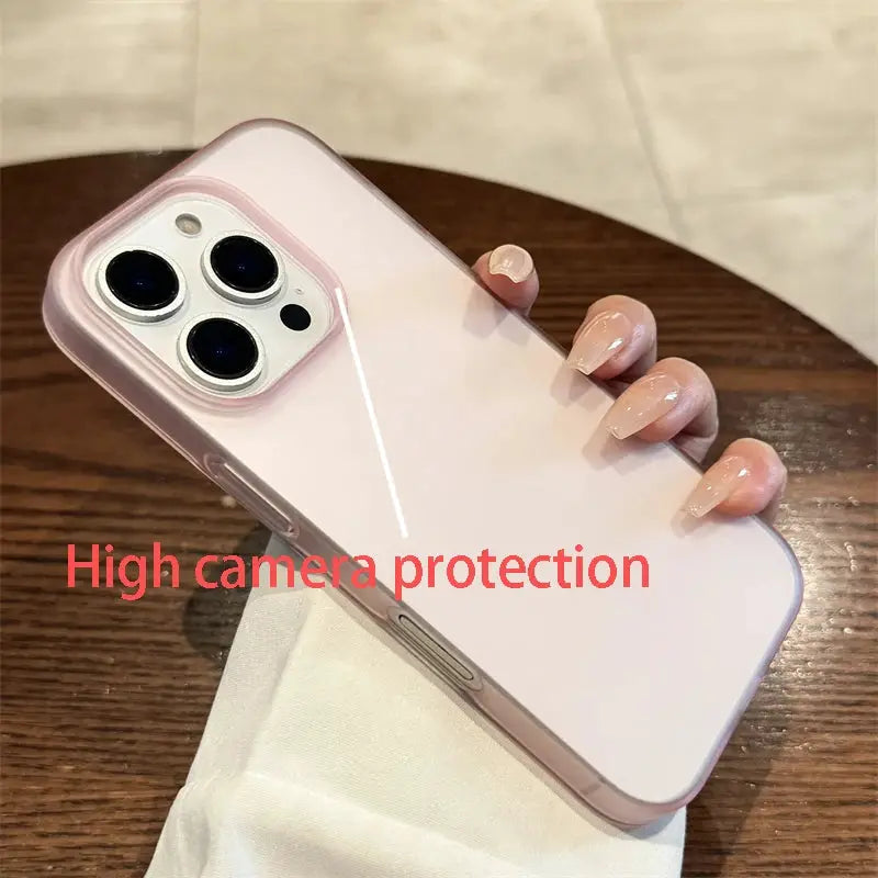 Soft matte candy pink transparent iPhone case with silicone bumper