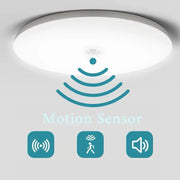 Motion Sensor PIR LED Ceiling Lamp by Simples Market, round white 110–220V ceiling light with body induction