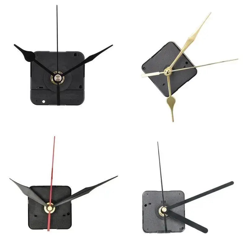 Clock movement kit from Simples Market; four DIY quartz clock hands in black and gold for repair parts