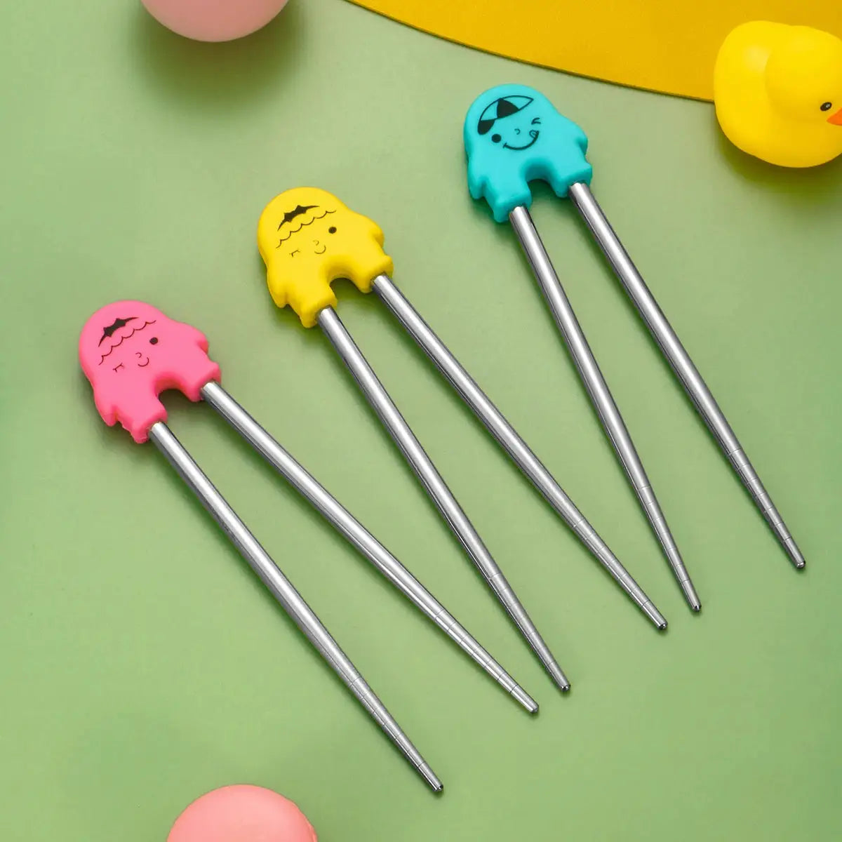 Cartoon Practice Dining Chopsticks for Children and Beginners with Removable Ergonomic Grip