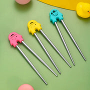 Cartoon Practice Dining Chopsticks for Children and Beginners with Removable Ergonomic Grip