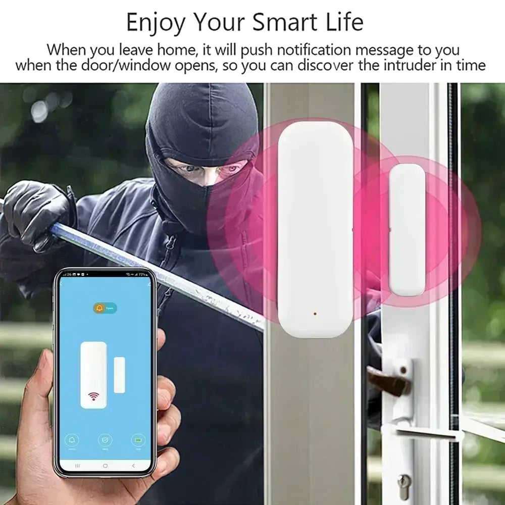 Simples Market Tuya WiFi Zigbee door/window contact sensor set, white plastic, app-controlled smart home
