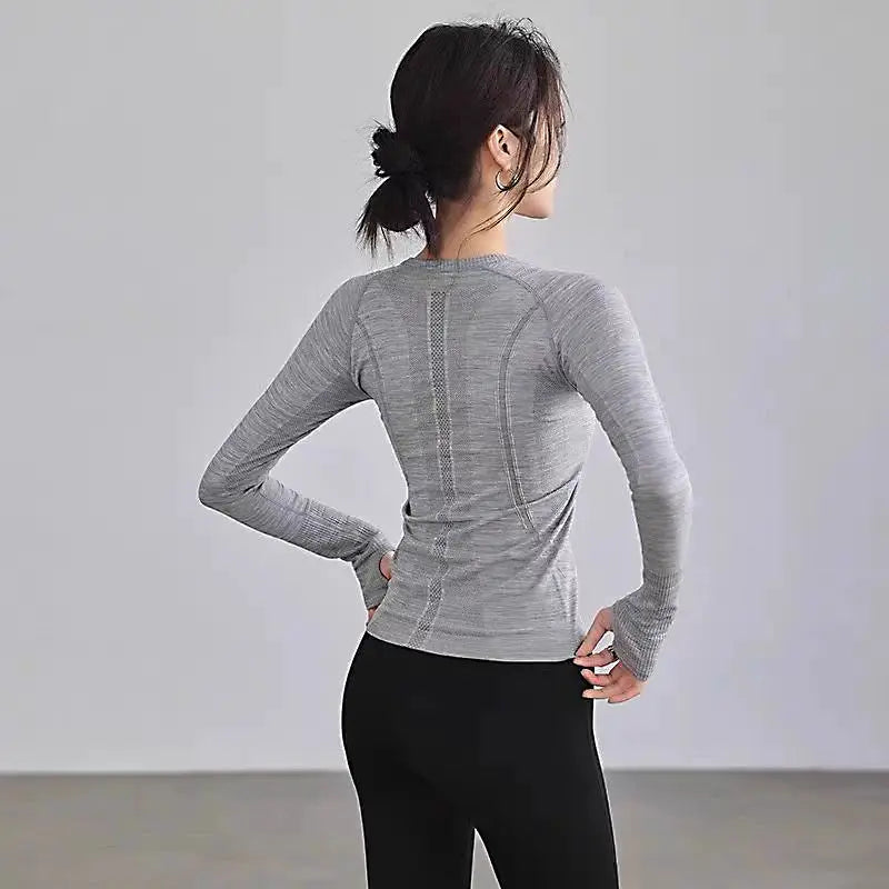 ZenFit Seamless Womens Slim Fit Long Sleeve Yoga Top Breathable Nylon Elastane For Yoga Running Gym