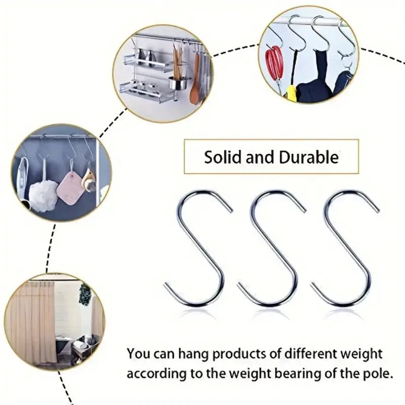 10 Pack Heavy Duty Stainless Steel S Hooks With Anti Scratch Caps Adjustable Wall Mounted Organizer For Accessories