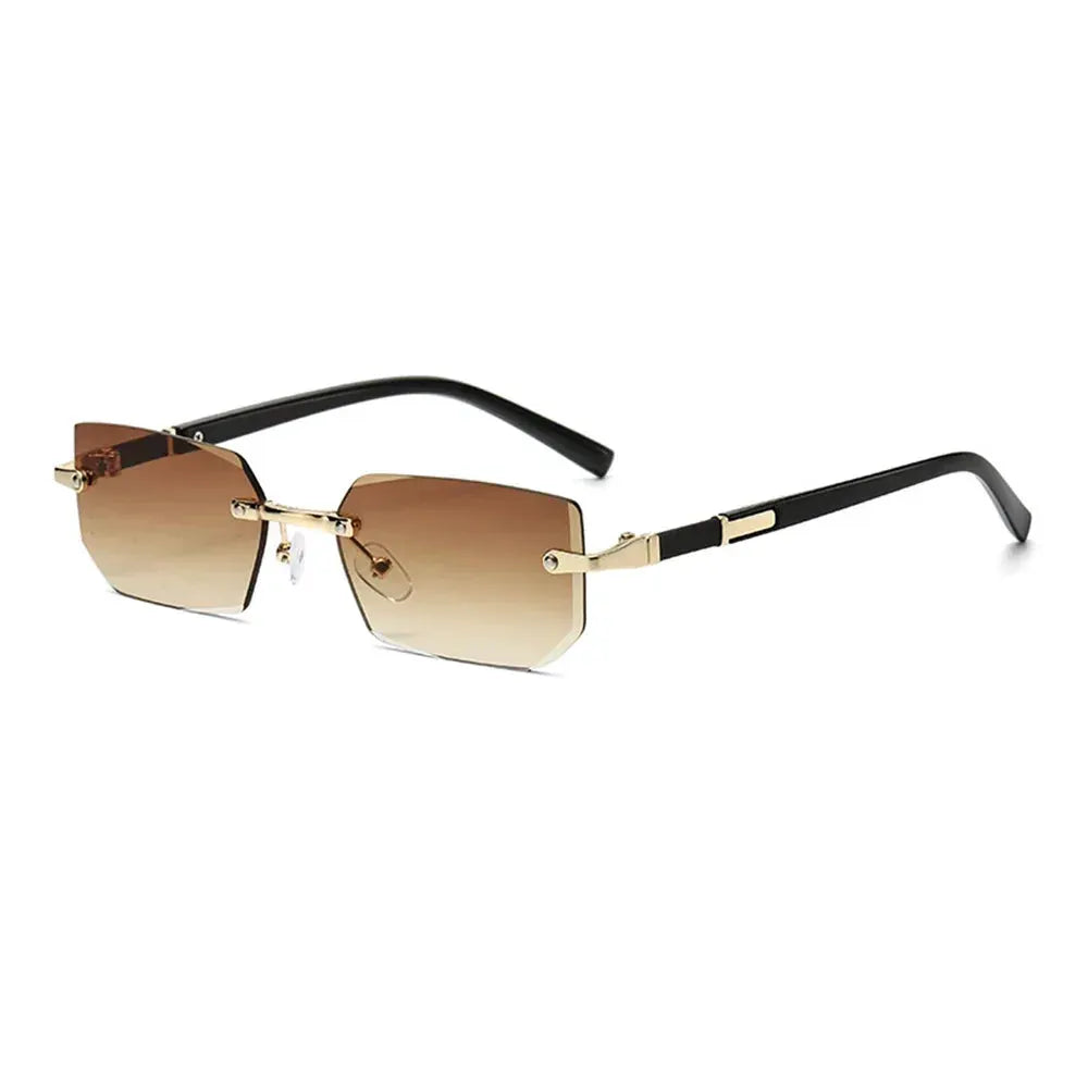 Rimless Edge Rectangle Sunglasses Unisex Frameless Designer Fashion Y2K Vintage Square Sun Glasses