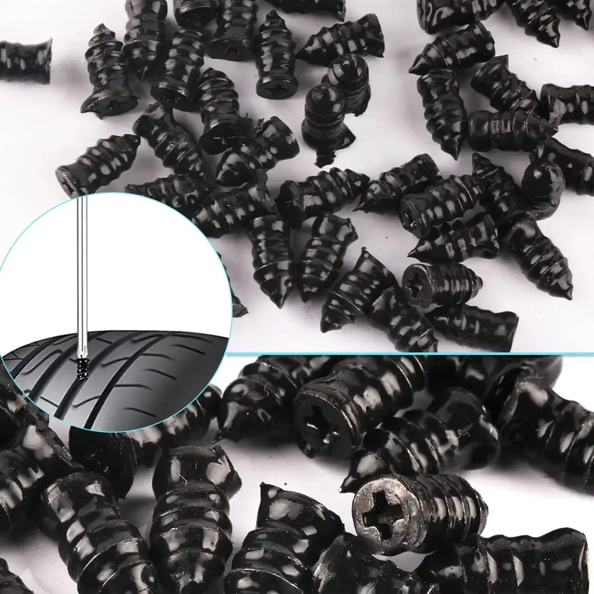 Simples Market tire repair screws, black rubber puncture plugs for cars, trucks, tractors (many pieces)