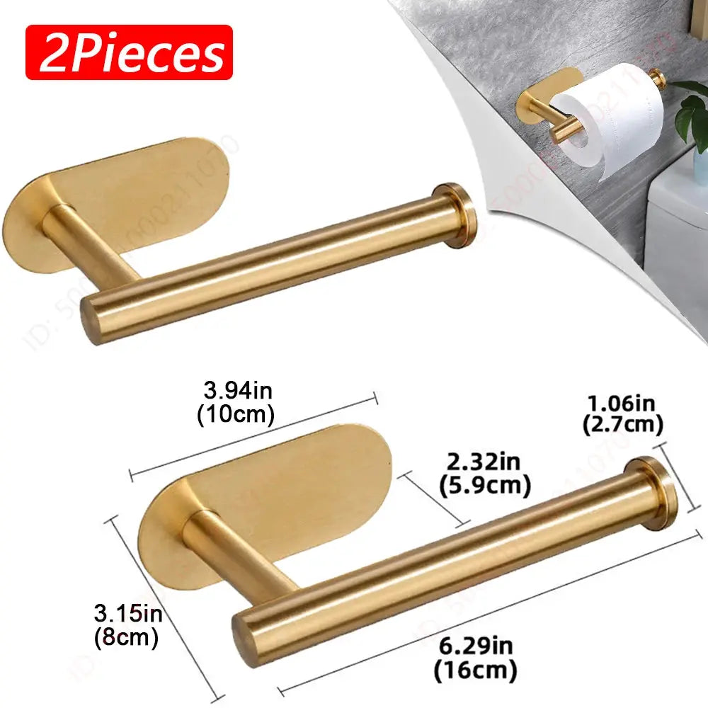 Adhesive Stainless Steel Toilet Paper Rack And Kitchen Towel Holder