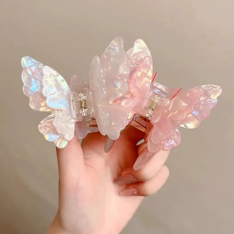 Colorful Butterfly Hair Clips For Women And Girls Pearlescent Fairy Gripper Clips Beach Summer Accessories