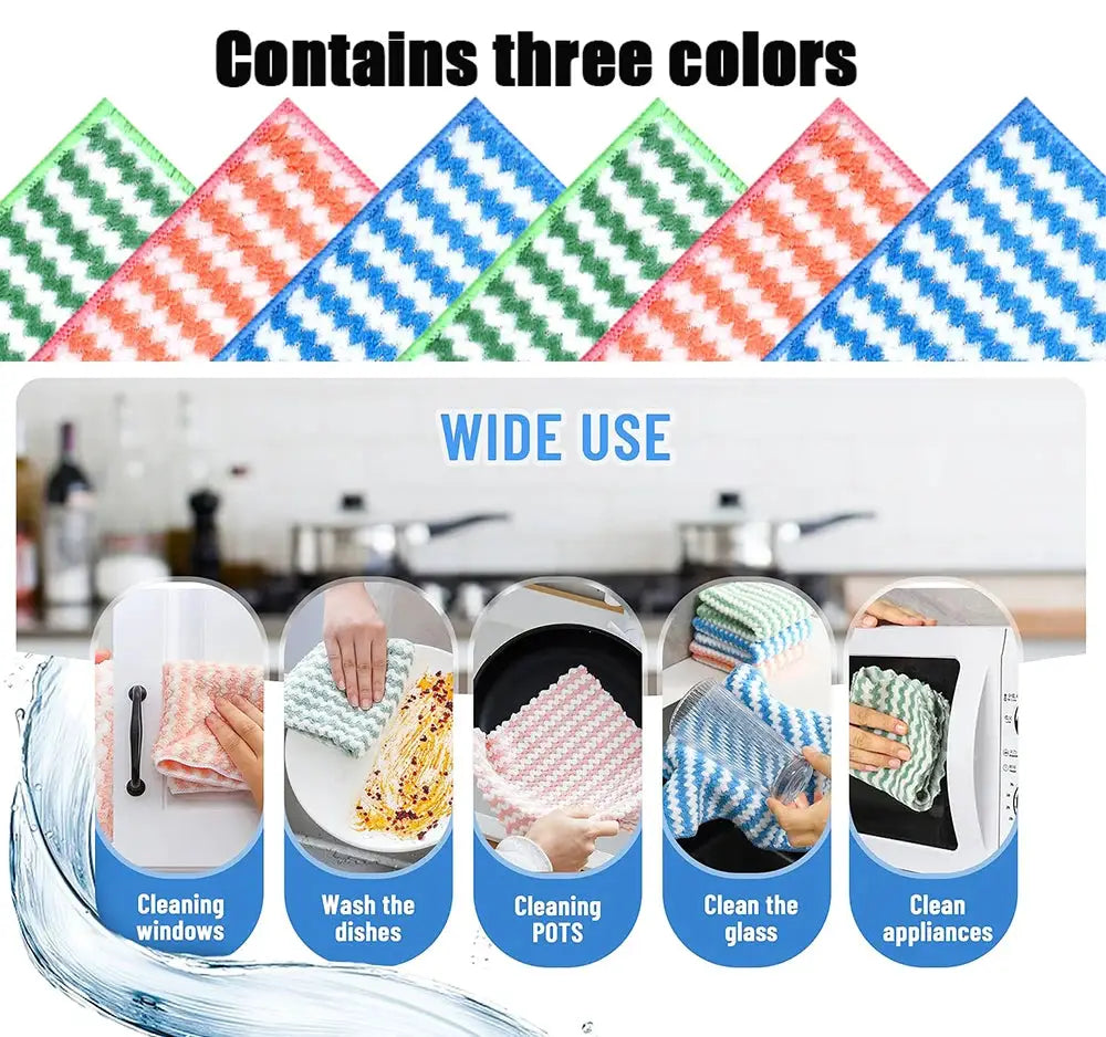 Simples Market microfiber cleaning cloths, velvet thickened, three colors, high-absorbency kitchen rags