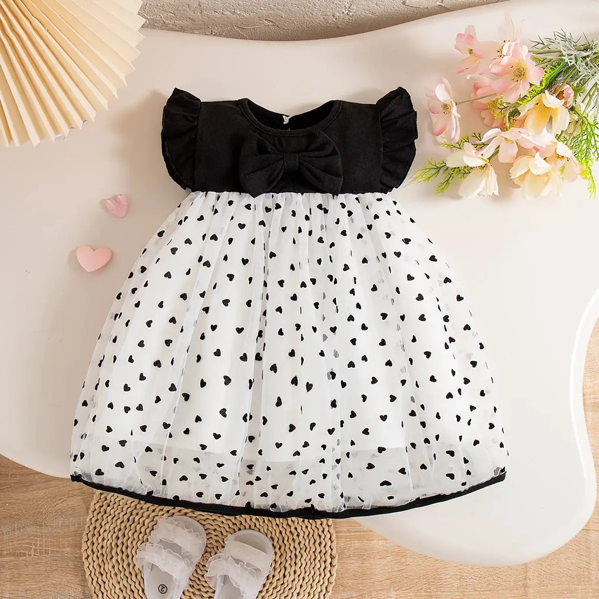 Summer Baby Girl Dress 0 To 3 Years Bow Flying Sleeves Princess Korean Edition Little Love Birthday Dress