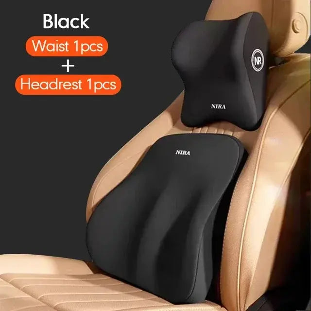 DriveEase Memory Foam Car Cushion Set Ergonomic Headrest And Lumbar Support For Enhanced Driving Comfort