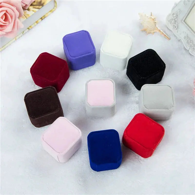 Rounded Flannelette Ring Box Flocking Jewelry Storage Organizer for Studs Badges Soft Jewelry Box for Ring Protection