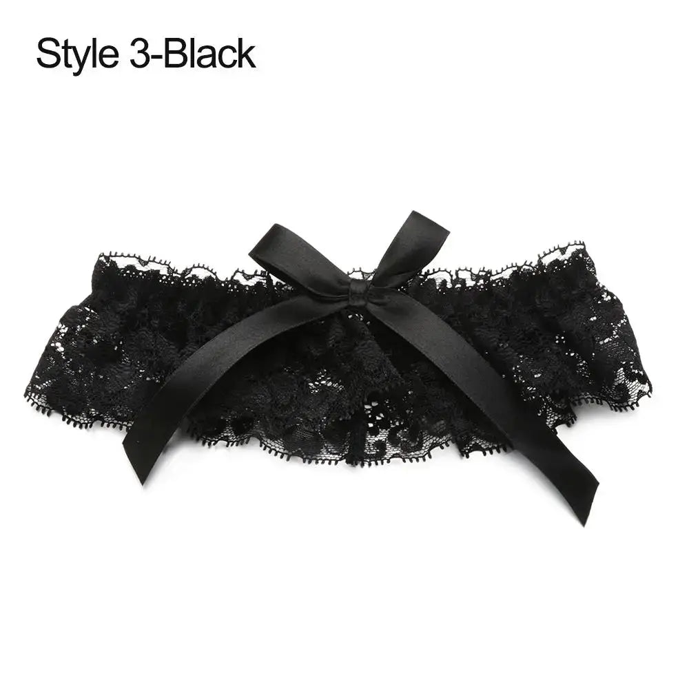 LaceLux Garter Belt Leg Ring With Elegant Elastic Polyester Lace Bowknot For Wedding And Cosplay