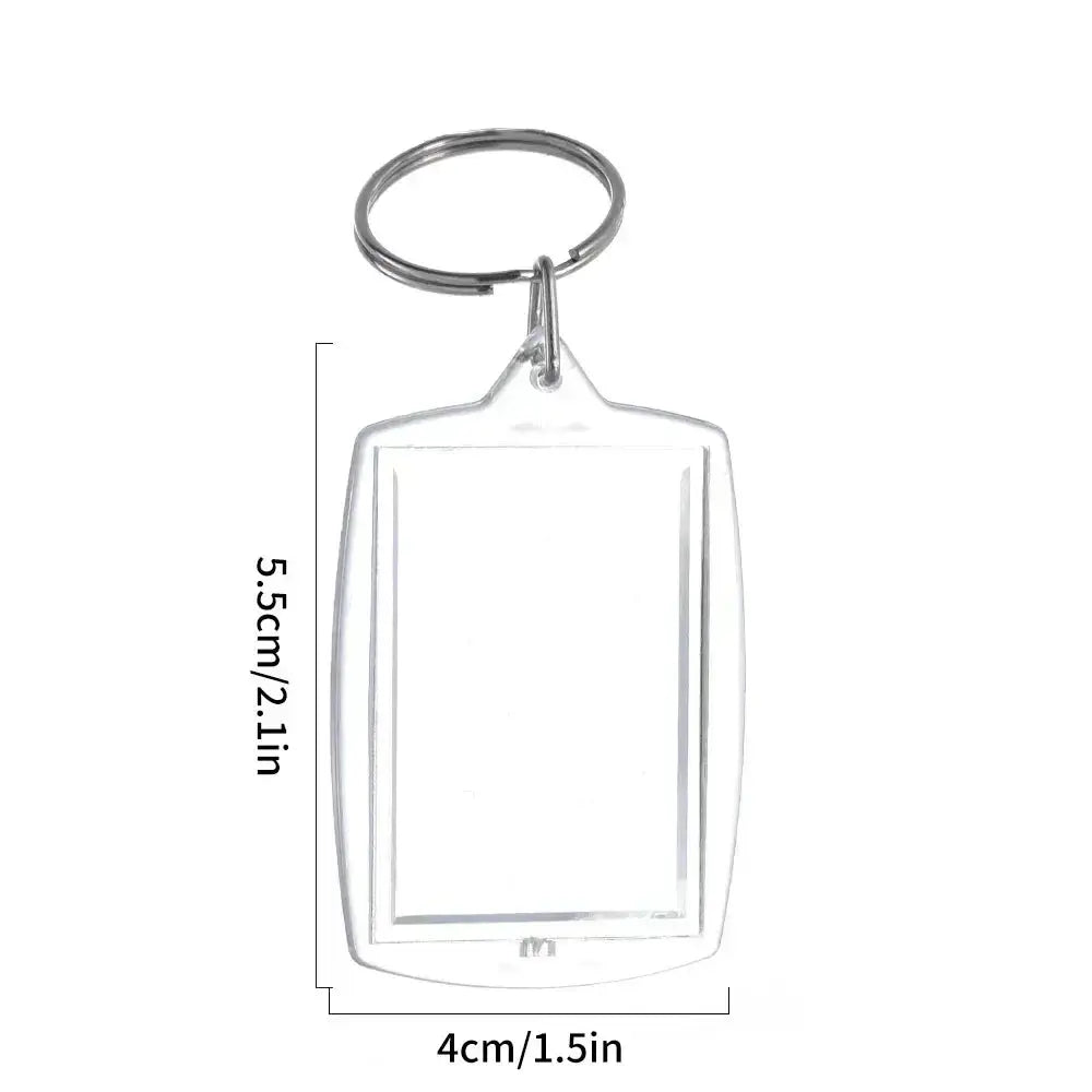 Transparent Rectangle Acrylic Photo Frame Keychain with Blank Insert for Photos DIY Split Ring Key Ring 2035