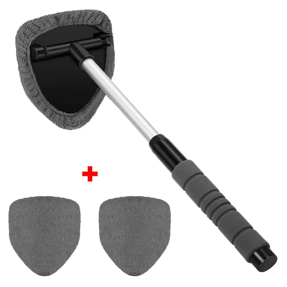 Simples Market telescopic car window cleaning brush with two gray microfiber pads