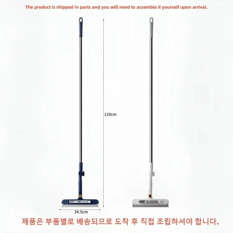 Glass Cleaning Brush with Squeegee and Small Brush, telescopic double-sided, blue/gray, 2 units, Simples Market