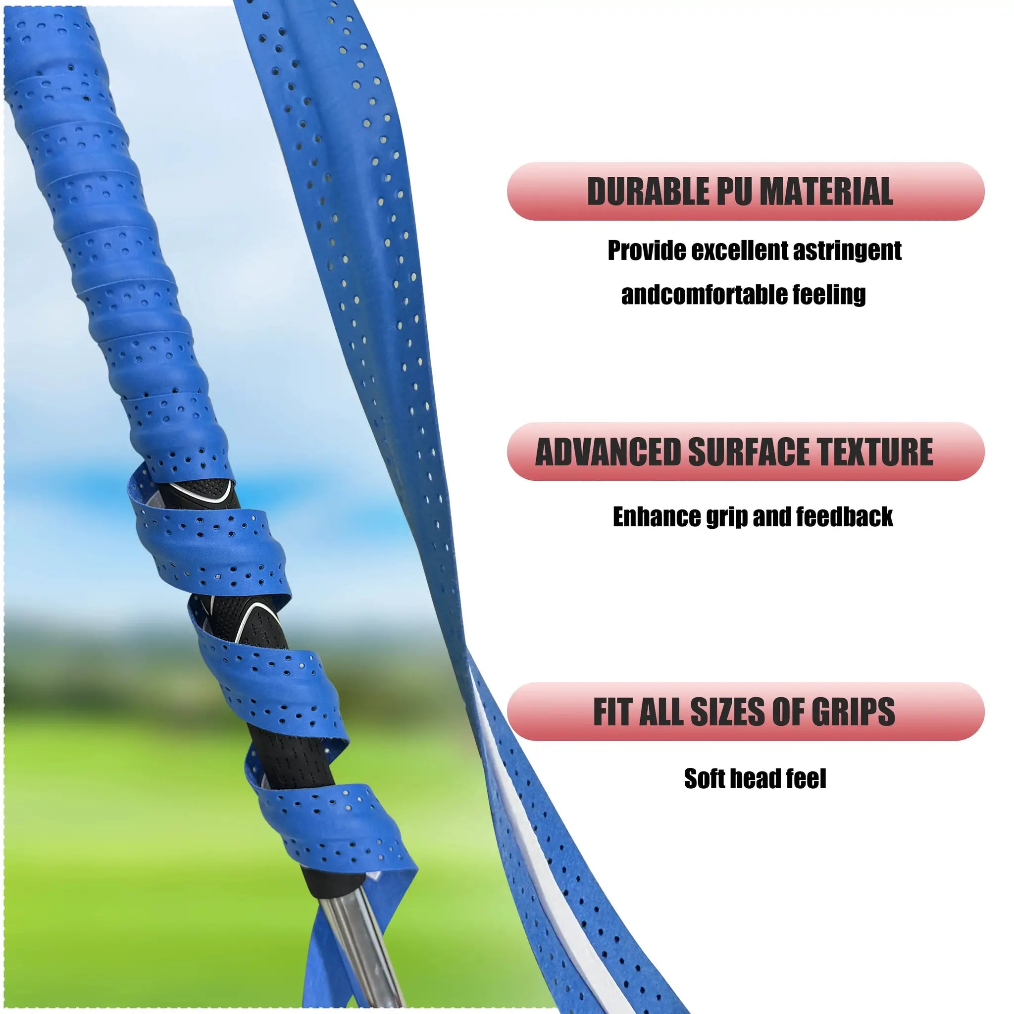 Golf Club Grip Tape Non Slip Sweatproof PU Wrapping Tape Quick Replacement for Golf Clubs